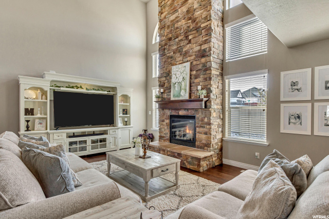 Main Floor Living Room and Fireplace