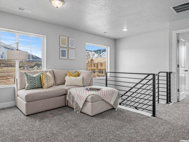 carpeted living room with natural light