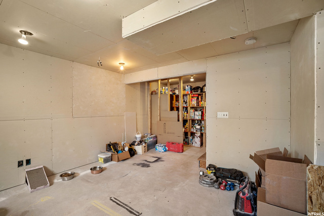 unfished basement living room
