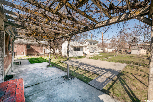 Back patio with pergola
