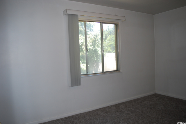Carpeted empty room with natural light