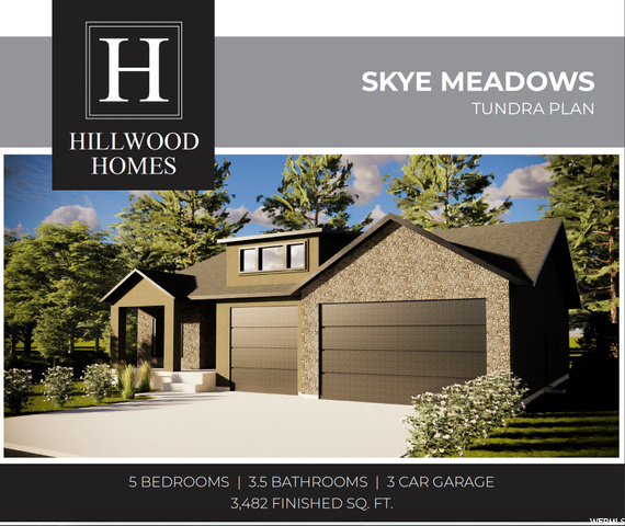 Welcome to Skye Meadows, another amazing new community brought to by Hillwood Homes. Located in Spanish Fork and consisting of 49 single family homesites ranging from .16 to .26 acres. Sky Meadows will boast beautiful homes with large floor plans and high-end finishes. This listing is showcasing our 'Tundra' plan which includes a large open space with a main floor master suite, 3 car garage, and up to 5 bedrooms.  The flex/office space on the main floor can also be a bedroom, customize it your way. The basement typically comes unfinished.