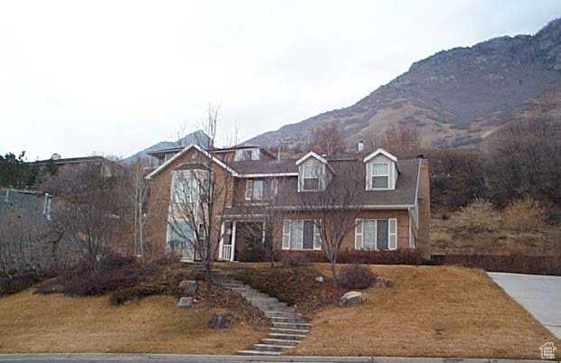 View of front facade with a mountain view