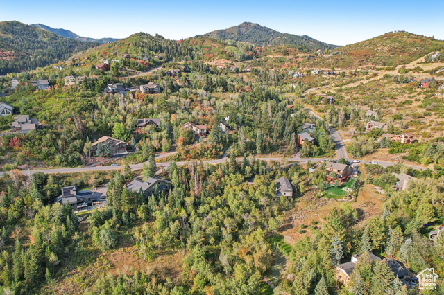 Aerial view featuring a mountain view