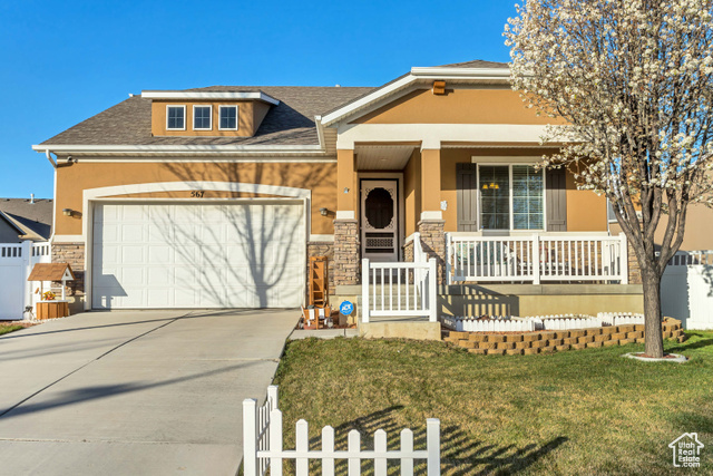 Fall in love with this beautifully updated home at the end of a cul-de-sac in a charming American Fork neighborhood! Come on in and you'll quickly see how much love and upgrades have been put into this home. Enjoy the 9' ceilings and very functional main floor living! You'll love the bright and open kitchen great room with granite countertops, nice fixtures and brand new gas range. Both the upstairs and downstairs family rooms are wired for premium surround sound. The basement is an amazing retreat with a wonderful family/theater room, huge rec room space (that can easily be converted into a couple of bedrooms), and an amazing storage room. The outdoor space in this home is top notch! With a yard that was recognized in 2021 as an American Fork yard of the month, it's clear to see all of the attention to detail. The yard is both beautiful and functional with the oversized covered patio, raised garden beds, large second patio with fire pit, and plenty of lawn to enjoy! Even the garage is extra deep and with textured and nicely painted walls. The owners have installed doorbell cameras on front and back doors to extra convenience. The home has easy access to the freeway and is close to some of the best shopping in Utah County. Don't miss this home that has been impeccably maintained. Furnace and AC were just serviced this month! Buyer to verify all listing information.  Square footage figures are provided as a courtesy estimate only and were obtained from county records.