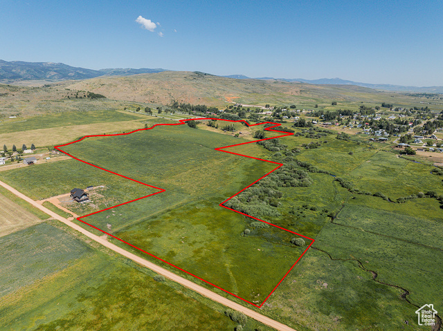 Aerial view with a mountain view and a rural view