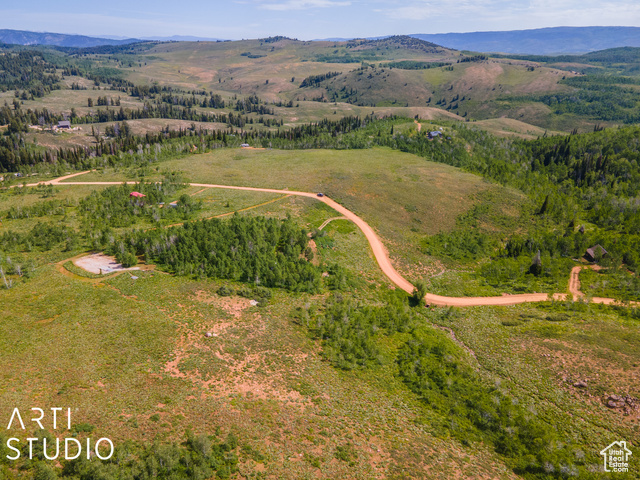 Aerial view with a mountain view