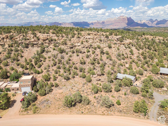 Bird's eye view with a mountain view