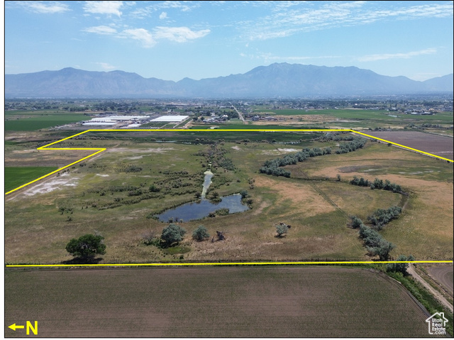 Drone / aerial view with a mountain view