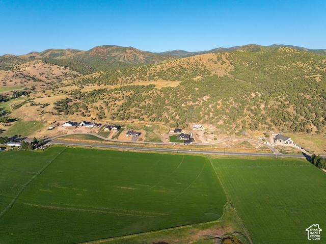 Aerial view with a mountain view and a rural view