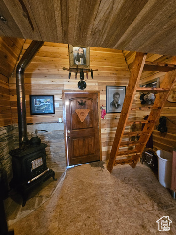 Interior of Cabin w/wood-burning stove