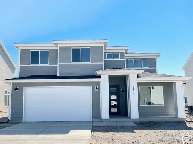 View of front facade with a garage