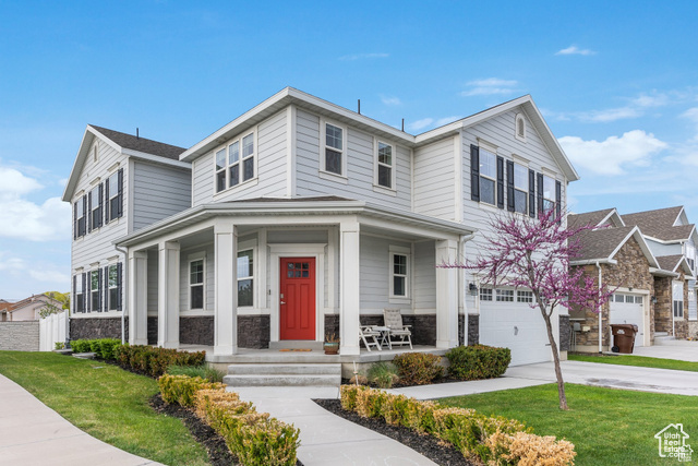 View of front of home with a garage