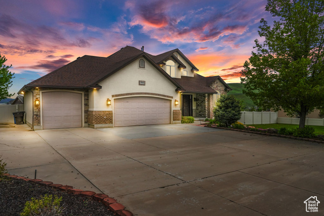 View of front of home with a garage