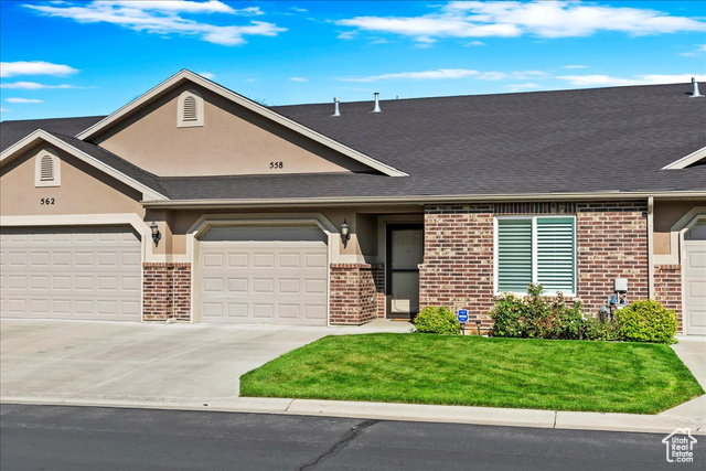 South Facing Front Exterior with one Car Garage