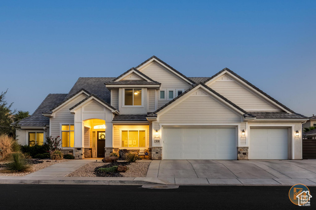 Craftsman inspired home twilight view