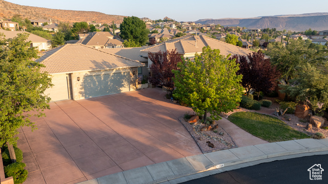 View of front of home with a mountain view