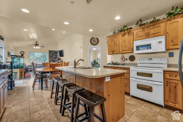 Open concept. Kitchen, dining, and living room.