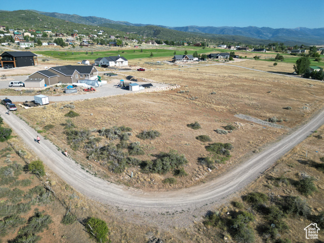 Aerial view with a mountain view