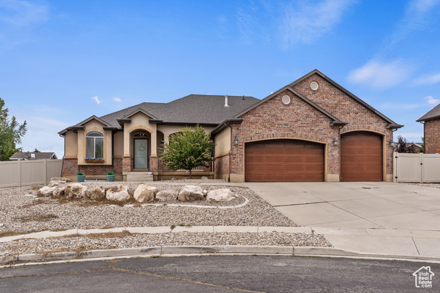 View of front of home with a garage