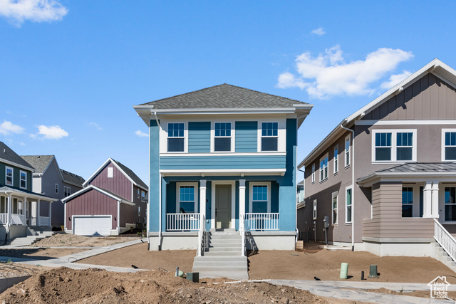 View of front of home with a porch