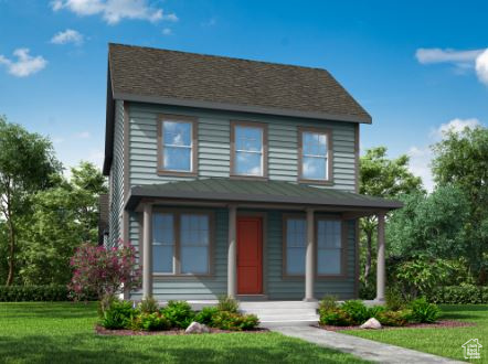 View of front of home featuring a porch and a front yard