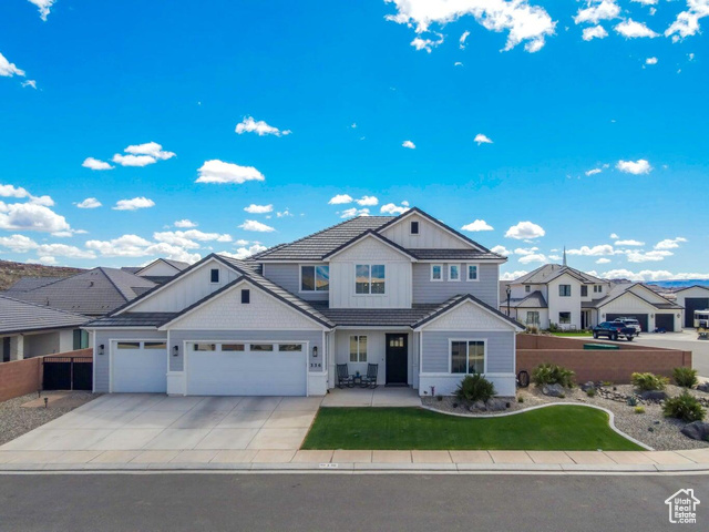 View of front of home with a garage