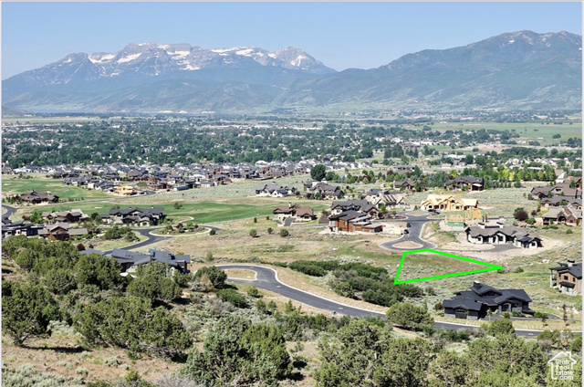 Drone / aerial view with a mountain view