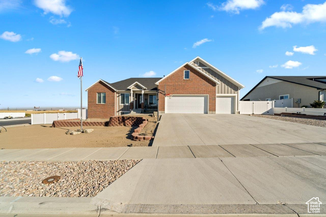 View of front of home featuring a garage