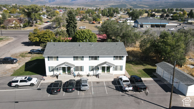 Aerial view featuring a mountain view