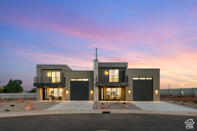 Modern home featuring a balcony