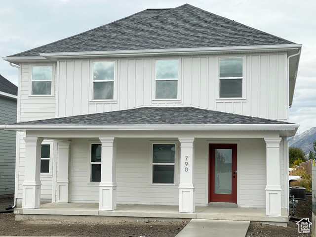 View of front of home with a porch