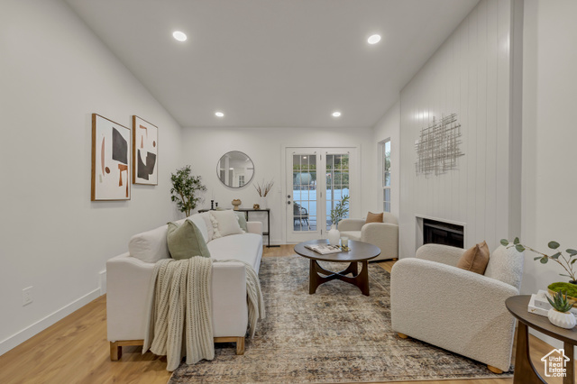 Living room featuring light hardwood / wood-style flooring