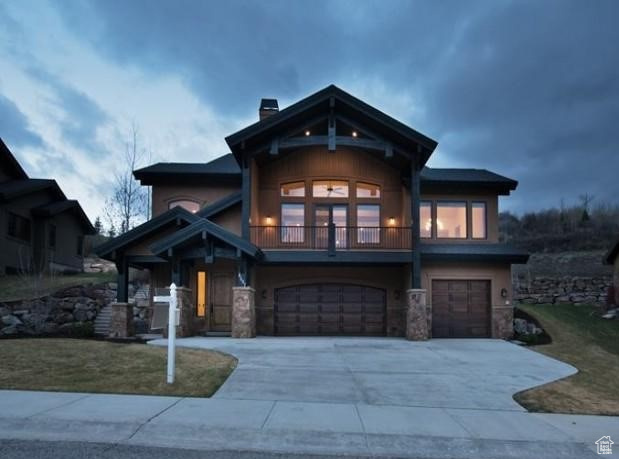 View of front of home with a garage