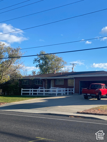 View of front of home with a garage