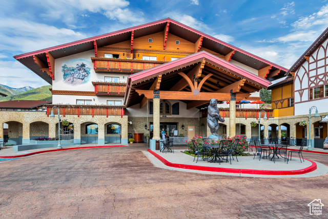 View of building exterior featuring a mountain view