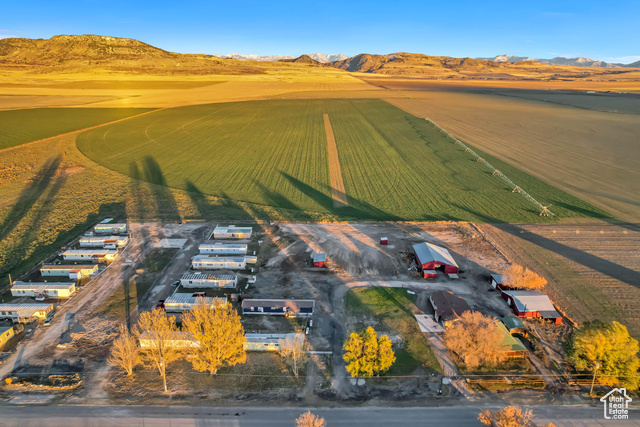 Aerial view featuring a mountain view