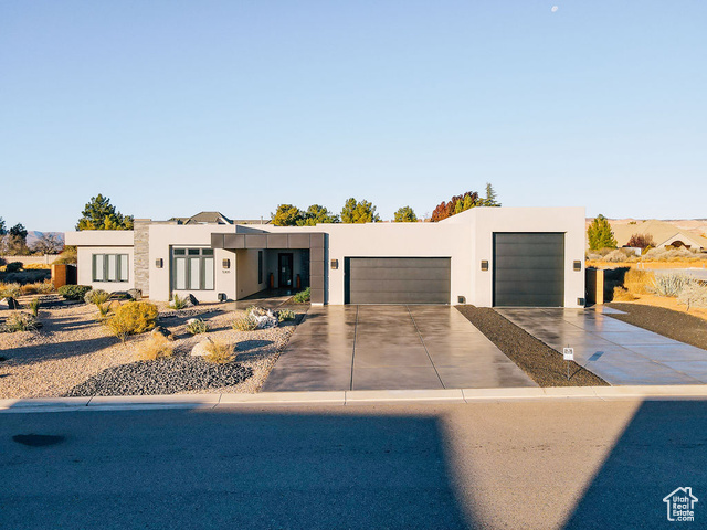 View of front of home with a garage