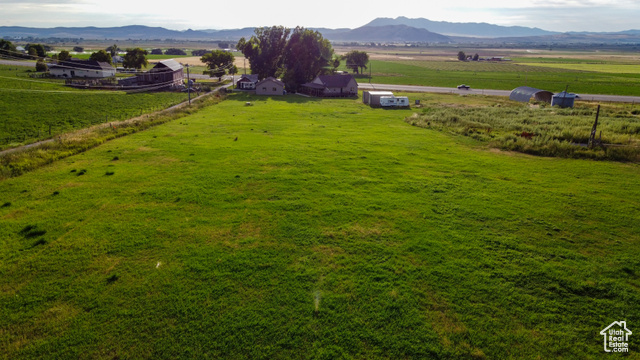 Aerial view with a mountain view and a rural view