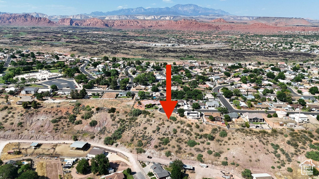 Aerial view featuring a mountain view