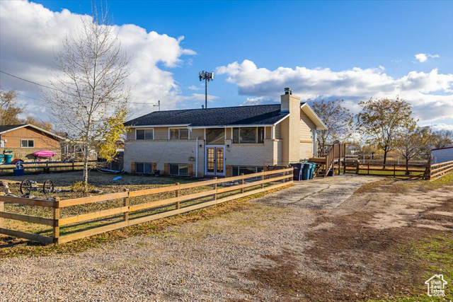 View of front of property featuring french doors