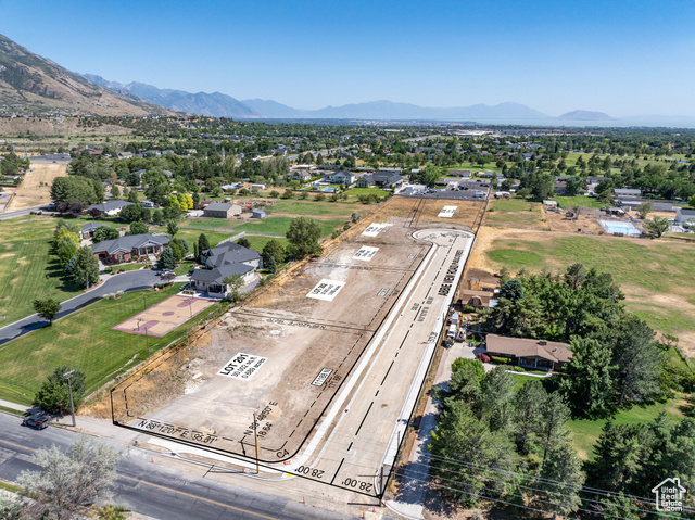 Drone / aerial view with a mountain view