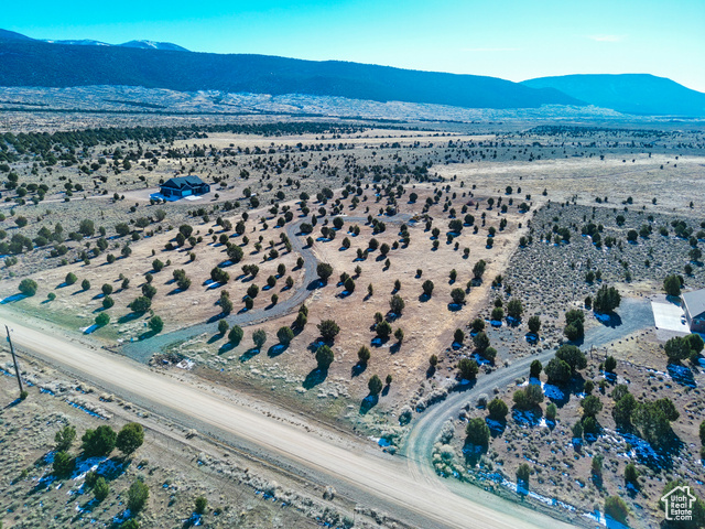 Drone / aerial view featuring a mountain view