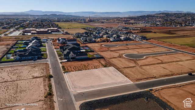 Aerial view featuring a mountain view