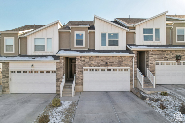 Nestled in the heart of Herriman, this stunning townhome combines modern design with an unbeatable location, offering convenient access to Silicon Slopes and endless amenities. Step inside to an open-concept living space that exudes contemporary charm. The kitchen is a true centerpiece, showcasing bright white cabinetry, a center island with bar seating, a spacious pantry, sleek modern lighting, and an eye-catching rectangle tile backsplash.  The main level is bathed in natural light, thanks to expansive windows, From the dining area, step out to your private, patio-perfect for savoring peaceful mornings or unwinding in the evening.  Upstairs, the primary suite is your private oasis, complete with a spacious ensuite featuring a dual vanity, a large walk-in closet with built-in shelving, and breathtaking mountain views. The unfinished basement lets you finish it for your personal touch.  Located minutes from outdoor recreation, hiking trails, and parks, this home is also close to top-tier educational institutions like the University of Utah Herriman Campus and SLCC Herriman. Plus, you'll love being just 5 minutes from Costco, Smith's, and the vibrant shopping and dining at Mountain View Village. Don't miss your chance to call this exceptional property home!  Square footage figures are provided as a courtesy estimate only and were obtained from Public Records . Buyer is advised to obtain an independent measurement. Buyer/Buyers Agent to verify all info including sq. ft.