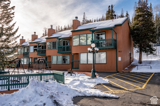 View of snow covered building