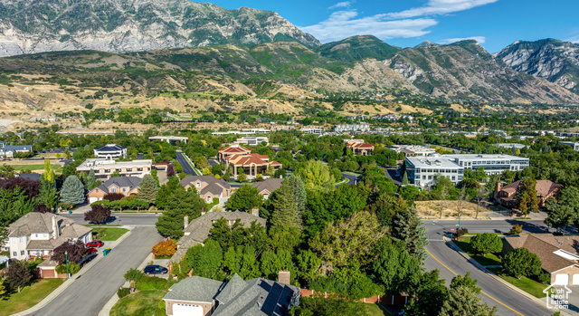 Bird's eye view with a mountain view