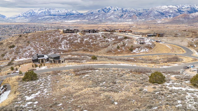 Birds eye view of property with a mountain view