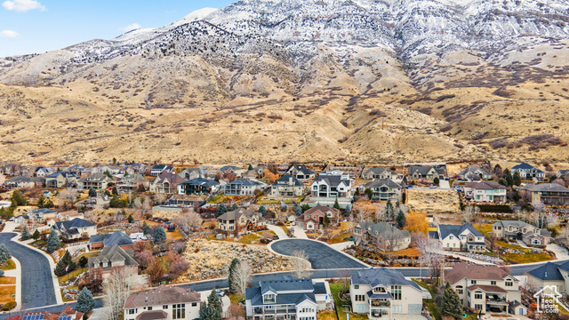 Drone / aerial view with a mountain view