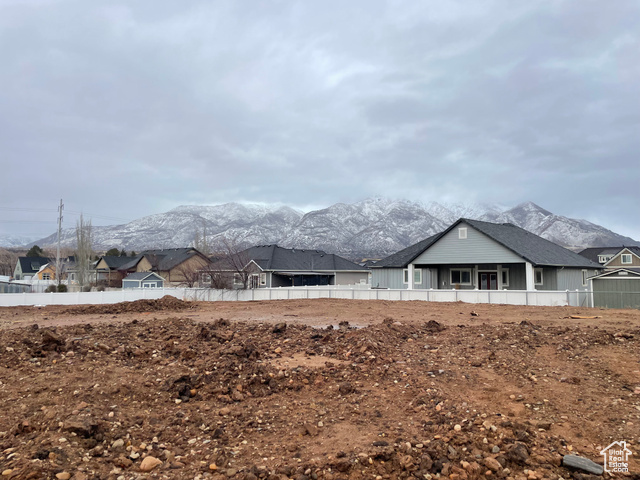 View of yard with a mountain view